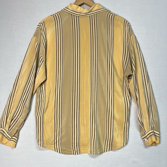 Linda Allard Ellen Tracy 100% Silk VTG 90s Long Sleeve Button Down Blouse Size 8 - Picture 4 of 6